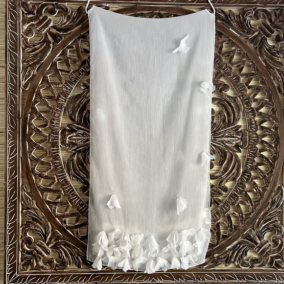 Vintage Y2K Badgley Mischka 80” 3D Sheer Organza Scarf Wrap Shawl Coverup White - Picture 8 of 15